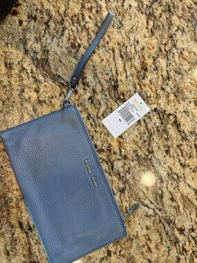 Wristlet - Michael Kors Bedford leather “denim” zip clutch